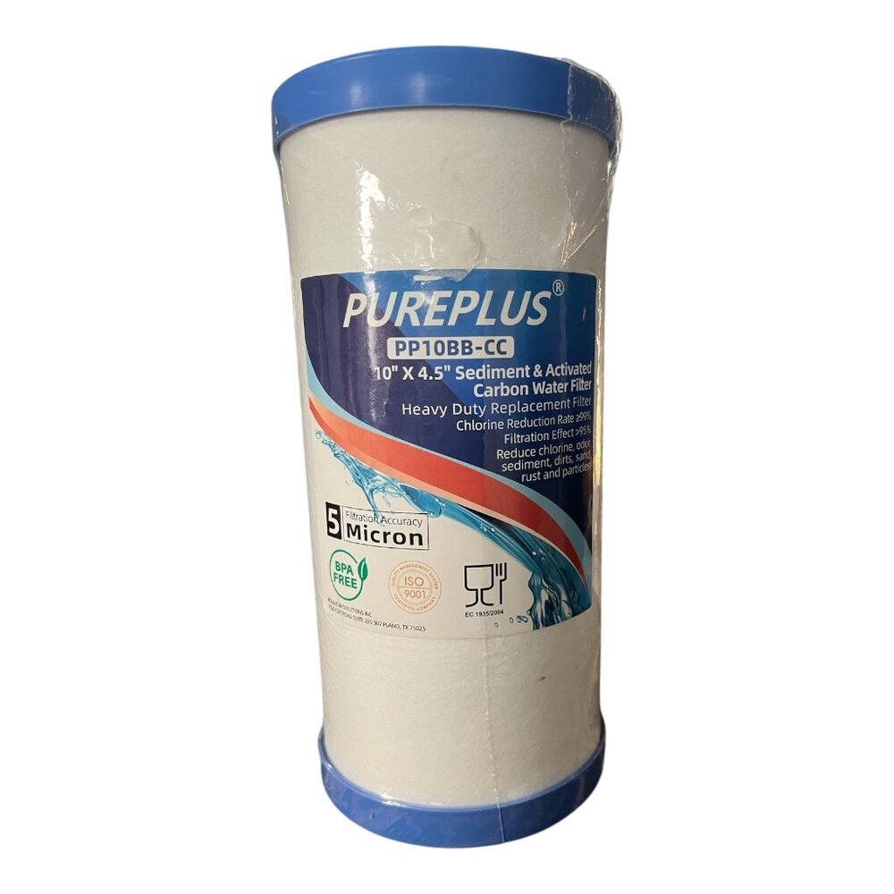 PUREPLUS PP10BB-CC 10" x 4.5" Sediment & Activated Carbon Water Filter – 5 Micro
